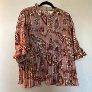 NWOT Pink Blouse 1/2 sleeve with ruffle | Anthropology